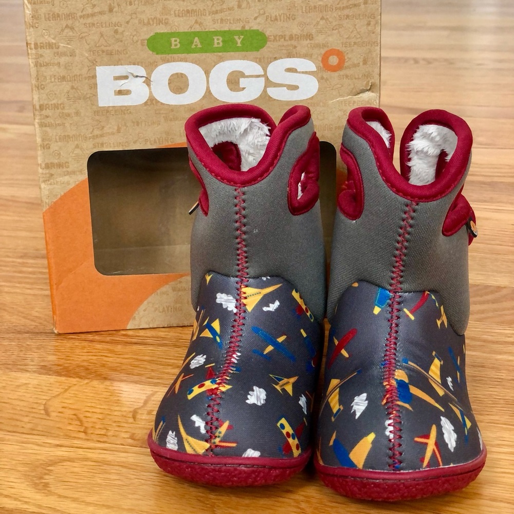 Baby Bogs Toddler Rain Boots Gray Planes Size 6